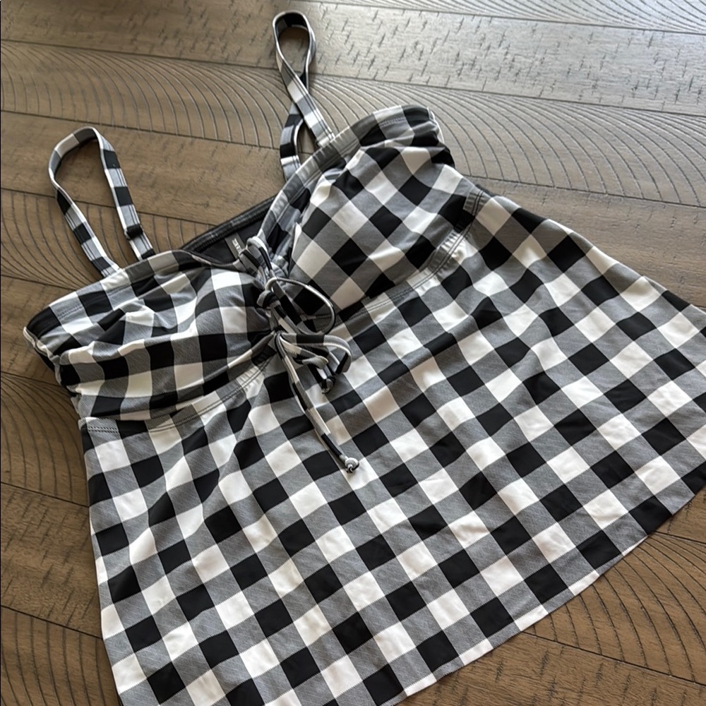 Black and White Checkered Tankini Top